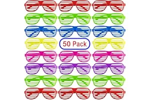 Prextex 50 Pairs Shutter Glasses Neon Party Shades - Stylish Shutter Sunglasses for Kids & Adults, Perfect Disco Party Decorations, Fun Glass Shutter Accessory for Celebrations