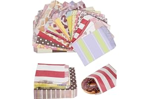 FARSIGHTED STAR Samll Kraft Paper Bags, Random Decor Oil Proof Paper Food Bag, Kraft Paper Snack Bag, Kraft Paper Bag, Sandwich, Groceries, Candy Snack Bag, Gift Bag