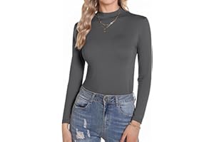 Aottori Camiseta Cuello Alto Mujer Manga Larga Basica Ropa Interior Algodón con Cuello Vuelto Slim Fit Ligera Térmica Otoño Invierno