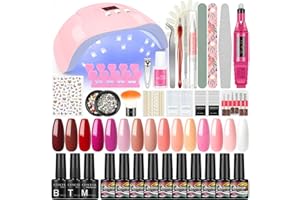 Coscelia conjunto de uñas con 36W U V/lámpara LED, 15pcs esmalte de uñas de gel, capa base superior mate, cortador de uñas eléctrico, iniciador de uñas para mujeres DIY