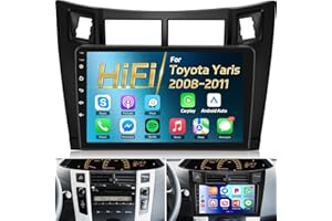 NHOPEEW 2+64G Android 13 pour Toyota Yaris 2008-2011 avec Wireless CarPlay et Android Auto - WiFi GPS Mirror Link Commande au Volant FM RDS Écran Divisé HiFi + Caméra de Recul