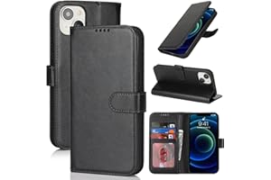 Zouzt Hülle für iPhone 13 Mini 5,4-Zoll, Stoßfestes PU Leder Handyhülle Lederhülle Klapphülle mit Kartenhalter und Standfunktion Flip Leather Wallet Phone Cover (Schwarz)