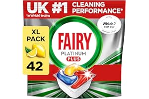 Fairy Platinum Plus Dishwasher Tablets – 42 Pack, Lemon, Anti-Dull Technology