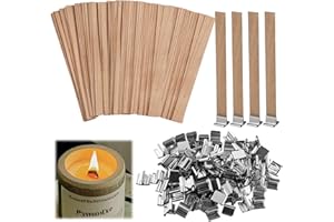 BDHYYM 100 stoppini per candele in legno, stoppini in legno, stoppini per candele, stoppini per candele, fai da te, produzione di candele, artigianato con 25 piedini in metallo, 13 x 130 mm