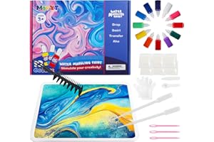 MQVXT Pittura Marmorizzante per Bambini- Kit di 12 colori di Pittura Marmorizzante ad Acqua,Kit di Verniciatura ad Acqua,Arti e Mestieri per Ragazze e Ragazzi dai 3 anni in su