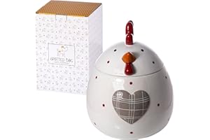 SPOTTED DOG GIFT COMPANY - Biscottiera a forma di gallina - barattolo da cucina - idee regalo per uomo e donna - in ceramica - bianco