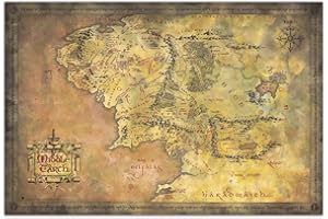 GRUPO ERIK Der herr der Ringe Poster - Karte von Mittelerde Poster - Deko Wohnzimmer oder Deko Schlafzimmer - Deko Wohnzimmer - Größe : 61 x 91 - Offizielle Lizenz - Herr der Ringe Fanartikel