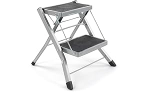 Vieira Home Escalera 2 peldaños Aluminio Plegables escaleras Ligera Doméstica Cocina multifuncion
