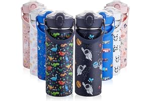 Autsel 550ml Botella Agua Acero Inoxidable para Niños con Pajita, Botella Termica Infantil Frías y Calientes Sin BPA para la Escuela