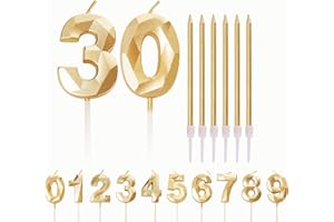 HONGCI Number Candle Gold 30 Candle 30th Birthday Candles for Cake, Happy Birthday Candles 30th Birthday Cake Candles Cake Topper for Men Him Women Her Birthday Wedding Anniversary Cake Decorations