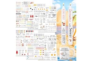 QEIOAUEK Kerzentattoo Sommer, 3 Stück DIN A4 Kerzenfolie, Sommer Kerzensticker, Wasserschiebefolie kerzen, Kerzen Aufkleber, Sprüche zum Verschenken - Sommer - für Kerzen, Keramik