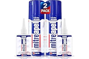 Mitreapel Colle Super Ca (1,75 Oz) Avec Activateur D'Adhésif En Aérosol (6,75 Oz Liq.) - Colle Cyanoacrylate Pour L'Artisanat Et La Construction|Paquet De 2