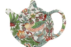 THE LEONARDO COLLECTION Dessous de Verre en mélamine pour sachets de thé – William Morris' Strawberry Thief (Vert)