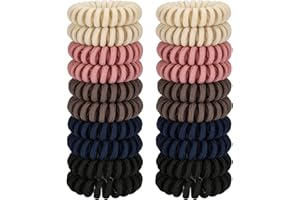 JessLab Élastiques Spirale Cheveux, 20Pcs Sans Pli et Sans Dommage, pour Queues de Cheval Cordon Téléphonique et Bracelet, Accessoire pour Cheveux Filles/Femmes Cadeau