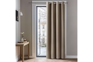 Deconovo Cortinas Dormitorio Salon Opacas Moderna con Ojales, Cortinas Termicas Aislantes Frio y Calor 132x229 cm(Ancho x Alto) Caqui, 1 Pieza