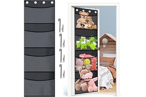 FONYET Wiszący organizer do drzwi z 4 siatkowymi torbami i 4 hakami ze stali nierdzewnej, torba do przechowywania zabawek dla dzieci, do sypialni, kuchni, łazienki