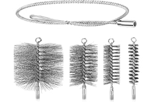 LOMHYVE 4 Stück Ofenrohrbürste Set 30/50/80/150 mm Ofenrohrbürste mit Schubstange und 1m Stahldraht Ofenrohrbürste Schornsteinbesen Set für Schornstein Kamin Ofenrohr Rauchrohr Reinigung