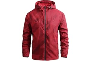 MGSFGlk Giacca Antipioggia Uomo Antivento Impermeabili Leggera Giacca da Pioggia con Cappuccio Casual Sportivo Leggero Trench Chiusura con Zip Outdoor Corsa per Sport