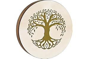 Sonic Energy 16“ Hand Drum – Tree of Life design – Wooden Frame Drum for Meditation, Sound Journeys, Percussion – Shamanic instrument with goat skin (HD16WB-TOL)