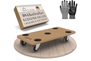 ‎TTL HOME TTL Home Furniture Roller Deluxe 58 x 30 x 11 cm - 250 kg Load Capacity Painted Rolling Board Transport Roller 360° Rubber Wheels Rotatable & 5 Non-Slip Pads Trolley for Heavy Items Outdoor and Indoor