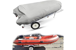 MRWIZMS Boat Cover, Boat Covers, Up to 9.5'-10.5' Long, Winterproof, UV-Resistant, 600D Oxford Fade and Tear Resistant Dinghy Cover (Grey,9.5'-10.5' L, Beam Width 70")