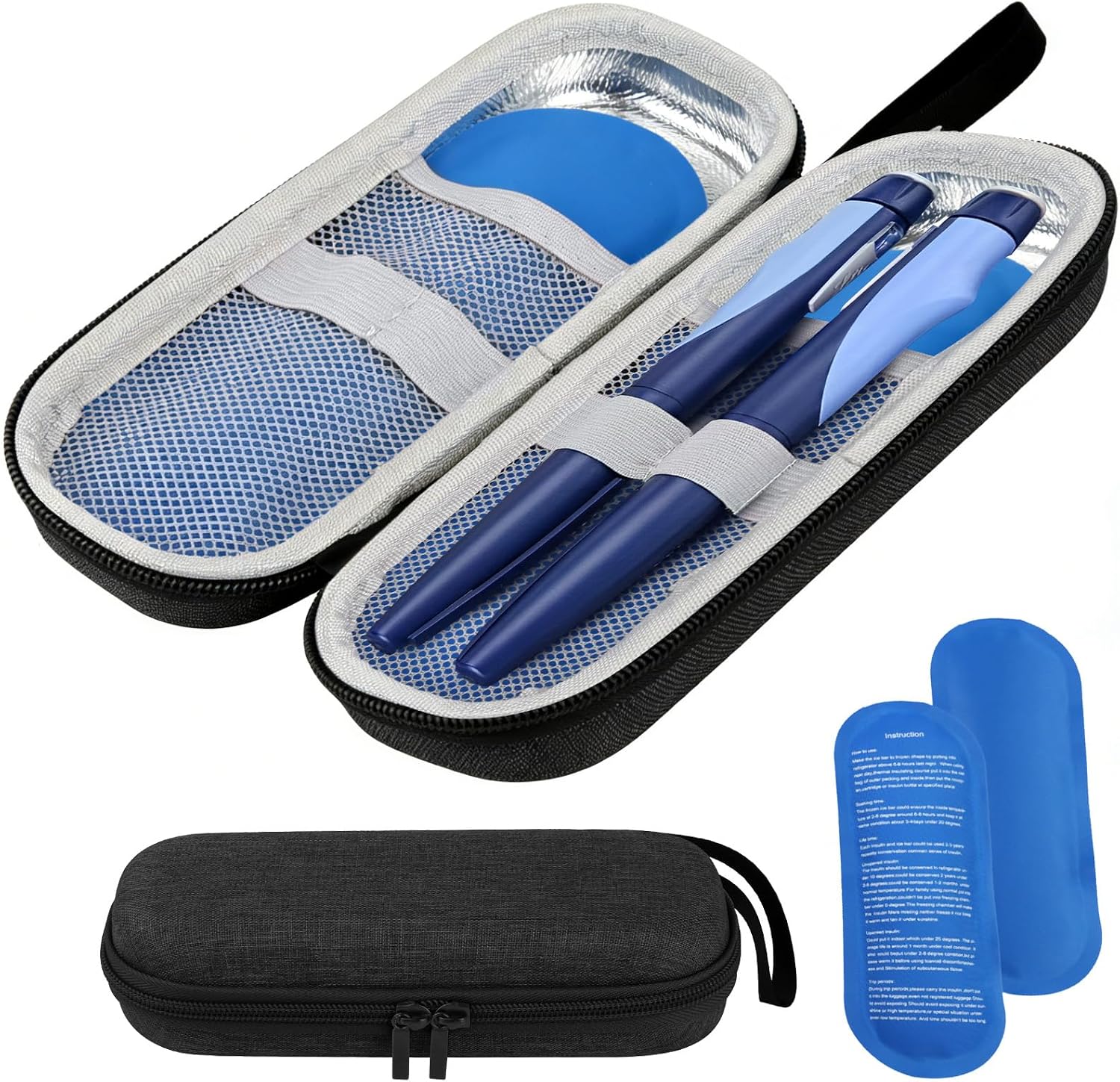 Estuche Insulina Nevera Insulina Frio Bolsa Medicamentos 2 Bolsas Hielo Portátil Estuche Enfriadora Medicamientos Térmica Pequeña Térmico Diabetes Bolsa Viajera Diabéticos Refrigerante Viajes Largos