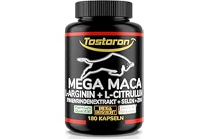 ‎TOSTORON Tostoron MEGA MACA hochdosiert mit MACA Wurzel Pulver Extrakt 50:1-180 Kapseln + L-Arginin, L-Citrullin, Pinienrinde, Selen, Zink, 1 Dose (1x145,2g)