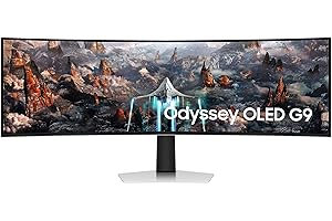 Samsung Ecran PC Odyssey OLED G9 49’’ 240Hz , 0.03ms, Dalle OLED Incurvée 1800R,Dual QHD : 5120 x 1440,AMD FreeSync Premium Pro,Compatible G-Sync, Core Lightning +,Pied Ajustable, USB C,HDMI