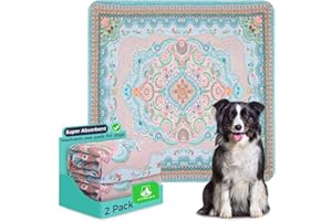 Aitmexcn Tapis Chien Absorbant, Lot de 2 Alaise pour Chien Lavables, 66x101cm Tapis de Propreté Chiot Réutilisables, Alese Chien Anti-fuites Antidérapant Dog Bed, pour Chiots, Chats, Lapins