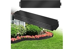 AufuN Rasenkante Metall 10 m x 18 cm Verzinkt Beetumrandung Beeteinfassung Mähkante Palisade 10 Stücke 100 cm x 18 cm (L x H) Rasenkante Verzinkt-Schwarz