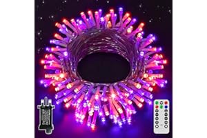 Hopexy Halloween Decorative Fairy Lights Orange Purple, 20m 200 LEDs Fairy Lights Plug in, Waterproof Mains Powered 8 Modes/Timer/Indoor Outdoor Lighting for Halloween Party Garden Autumn Decoration