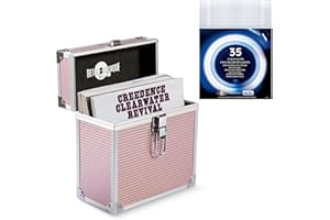Retro Musique Aluminium 7"-Vinylschallplatten-EP-Aufbewahrungsbox Für bis zu 35 EPs (in PVC-Hüllen) Inklusive 35 Vinylschallplatten-Außenhüllen (Rose Gold)