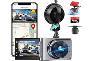 JANSITE 4k Kamera samochodowa WiFi Dashcam z GPS Karta 64G Kamera Samochodowa Nadzoru z Night Vision WDR 170°Kąt Szeroki G-Sensor, Monitor parkowania, Nagrywanie pętli
