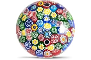 EUSTUMA Figurine en Forme de Fleur en Verre soufflé à la Main, Presse-Papier en Verre pour Cadeau d'anniversaire