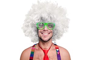 BALINCO 280g XXL AFRO Peluca Rizada Peluca Afro Negra Carnaval Negro, Blanco, Rubio, Rojo, Turquesa, Verde, Rosa (Blanco)