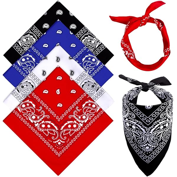 Kurtzy Geassorteerde Katoenen Bandana Sjaaltjes (12 Pak) Multifunctionele Grote Hoofd Band Voor Heren, Dames en Kinderen – Zakdoek/ Nekdoek Accessoire Voor Cowboy Bandana's, Huisdieren en Hoofdbanden