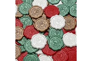 ATOPBB Wax Seal Stickers, Christmas Envelope SealStickers, 50 Pcs Self- Adhesive Prosecco Antique Gold Wax Sealing Stickers, RoundStickers Perfect for Wedding Invitation, Christmas (Claus)