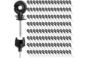 Cididu 120 Pack Electric Fence Insulator, Fence Ring Post Insulator, Screw-in Insulator with Insulator Socket Tool, Wood Post Insulator Grid System Accessories for Farm Animal Agricultural Fencing