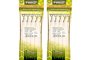 PRO Filstar PRO FILSTAR Juego de anzuelos de pesca con líder para Method Feeder 10 piezas, tamaño 6, mono hilo 10 cm, diámetro 0,25 mm - Accesorios para pescar carpas - Anzuelo con aguja - Juego de an