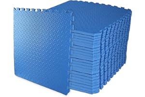 BalanceFrom Puzzle-Trainingsmatte mit ineinandergreifenden EVA-Schaumstofffliesen für MMA, Gymnastik, Heim-Fitnessstudio, schützender Boden, verschiedene Größen und Farben, 1,9 cm dick, 8,9 m², Blau