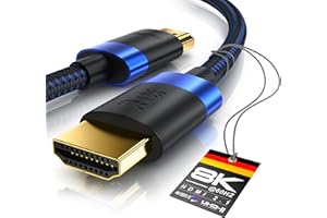 CSL-COMPUTER CSL - 8k / 4k HDMI Kabel 2.1/2.0-3m - 8K @ 60Hz / 120Hz - 4K @ 240Hz - 48 Gbit/s - 3D - Ultra High Speed mit Ethernet - TV Blu-ray PS5 Xbox Series X Switch - schwarz - 3 Meter