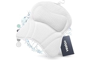 Vesta+ Poduszki do wanny białe L z przyssawkami, zwycięzca testu poduszki kąpielowej jako poduszka do kąpieli, poduszka pod szyję i kark, Twoja poduszka do wanny premium również jako poduszka do spa