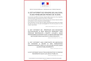 UTTSCHEID Autocollant vinyl - ALCOOL - PROTECTION DES MINEURS ET RÉPRESSION DE L'IVRESSE - Consommation sur place - L.300 x H.210-1