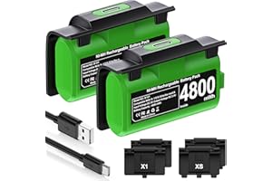 HASACOOL 2 x 4800mWh Akku für Xbox Controller, Play & Lade Kit für Xbox Series X Controller, Wiederaufladbare Akku mit 12Std Spielzeit/LED-Anzeige Kompatibel mit Xbox Series X/S, Xbox One S/X/Elite Controller