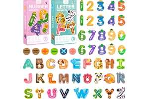MENG JIARAN Magnetic Uppercase Letters and Numbers, Educational Learning Tool Fridge Magnets for Kids,Word Recognition 56 Pieces Magnets, Spelling Learning Games Toys for Baby Toddler Preschool