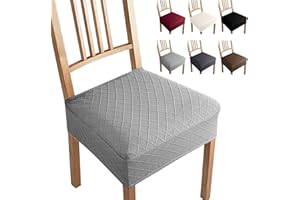 EOZAKAVOD Coprisedie Set di 4 Coprisedie per Sedia Jacquard Fodera per Sedia Universale Coprisedili per Sedie Senza Schienale Coprisedili da Pranzo Lavabile Estraibile Coprisedia (Grigio Argento,Set di 4-B)