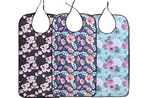 YELAIYEHAO Bavoir adulte pour manger lavable réutilisable imperméable protecteur de vêtements avec ramasse-miettes en option 34 x 18 pouces femmes