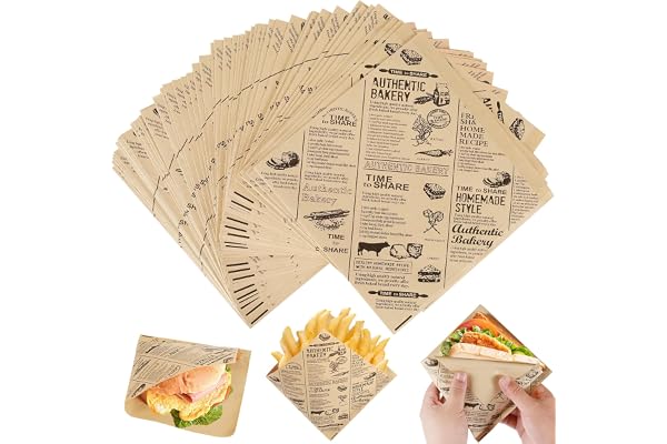 Amentalove 150 st fettsäkra pappersblad, hamburgarpapper, smörgåspapper, matoljesäkra omslagsplåster för hamburger smörgås po