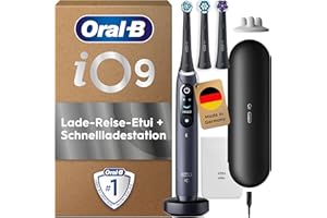 ‎ORAL-B Oral-B iO Series 9 Elektrische Zahnbürste — Electric Toothbrush, Inkl. 3 Aufsteckbürsten, Lade-Reise-Etui, Schnellladestation — 7 Modi für Zahnpflege, Zahnbürste Elektrisch, Designed by Braun, Schwarz