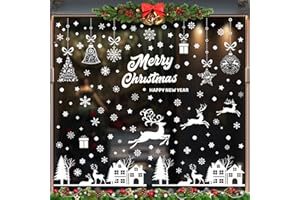 BELSVOR 196 PCS Pegatinas Navidad Ventanas, 9 hojas de Pegatinas Ventana Navidad, Pegatinas Navidad Ventanas Reutilizable de PVC, Pegatinas de Navidad para Ventanas de Cristal/Vitrinas/Interior